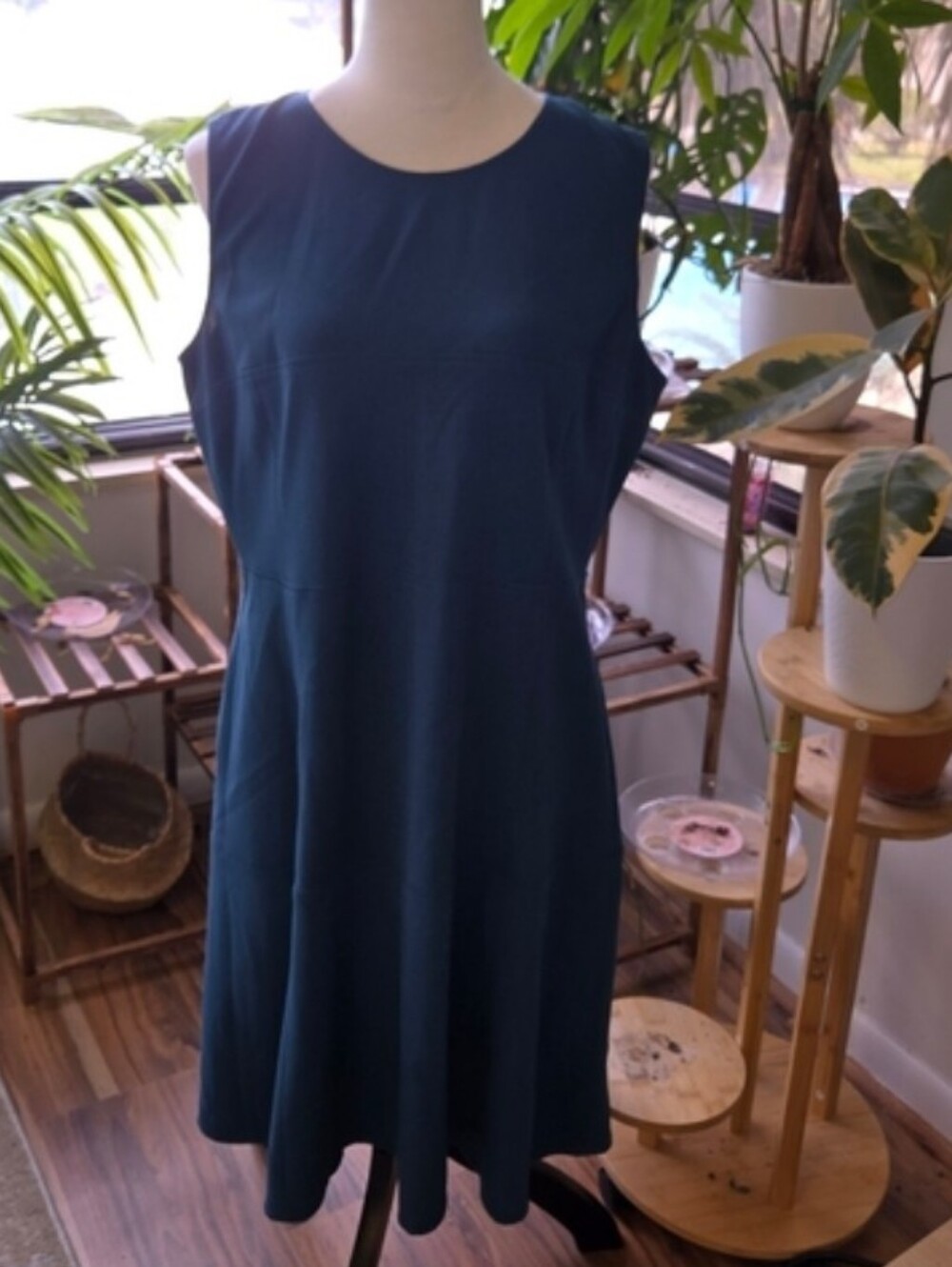 Calvin Klein Teal Fit & Flare Sleeveless Midi Dress Size 14